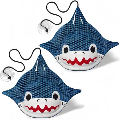 KZQ Reinigingsspons voor hot tubs in haaienvorm – Spa Shark-spons – Drijvende, olie-absorberende spons – Herbruikbare en wasbare reinigingsspons voor hot tubs – Skimmer – Set van 2 – Accessoire voor spa's en zwembaden (absorbeert vuil en olie)