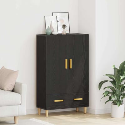 vidaXL - Highboard - Zwart - Eiken - 70 - x - 31 - x - 115 - cm - Bewerkt - hout