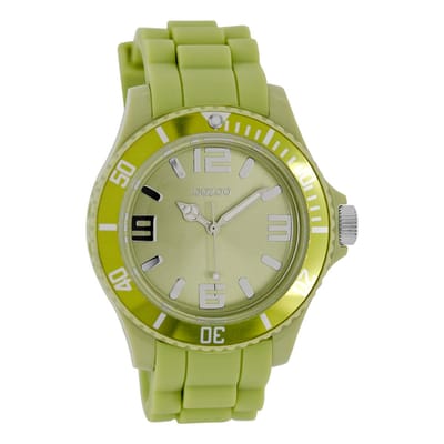 OOZOO Timepieces - Groene horloge met groene rubber band - C4368