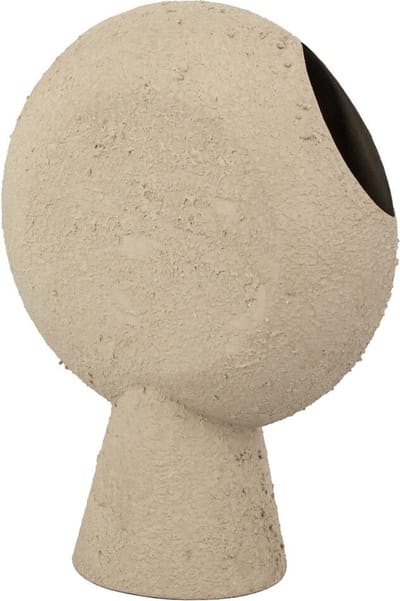 HomeBound by KY | Metalen vaas ornament rough sand | bloemenvaas beige