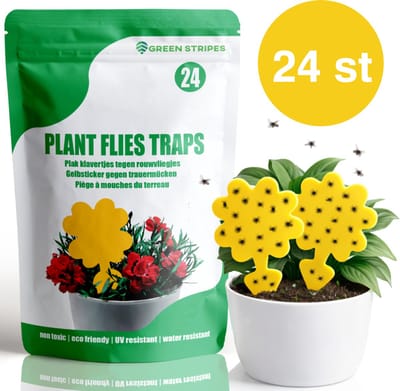 Plak klavertjes tegen rouwvliegjes - 24 stuks - Varenrouwmug - Vangkaarten - Plakstrips - Vangplaten - Insectenval - Varenrouwmuggen - Rouwvliegjes bestrijden