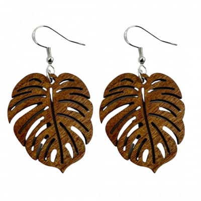 Oorbellen-Hout-Bruin-Boomblad-Zilver -Charme Bijoux