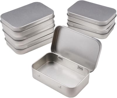 6 Stuks Kleine Metalen Doos Blikken met Deksels, 9,5 x 6 x 2,2 cm | Mini Opbergdoos Metalen Dozen, Zilver Rechthoekige Kleine Blikken Dozen, voor Pil, Oortelefoon, Oplaadkabels, Kaarten