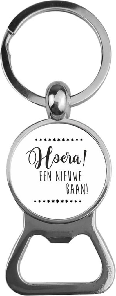Bieropener Glas - Hoera Een Nieuwe Baan
