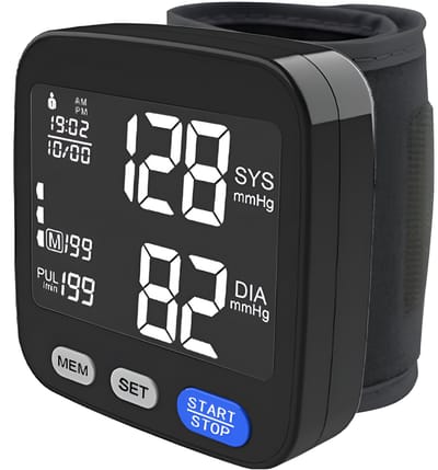 Alphamed Bloeddrukmeter Pols – Digitale Hartslagmeter – Automatische Polsbloeddrukmeter – Groot LCD Scherm – 2 Gebruikers – Geheugenfunctie