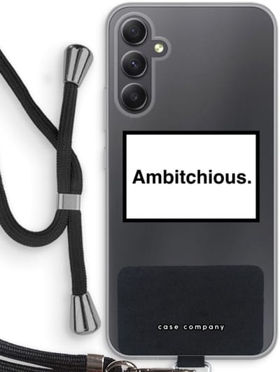 Case Company® - Hoesje met koord geschikt voor Samsung Galaxy A34 hoesje met Koord - Ambitchious - Telefoonhoesje met Zwart Koord - Bescherming aan alle Kanten en Over de Schermrand