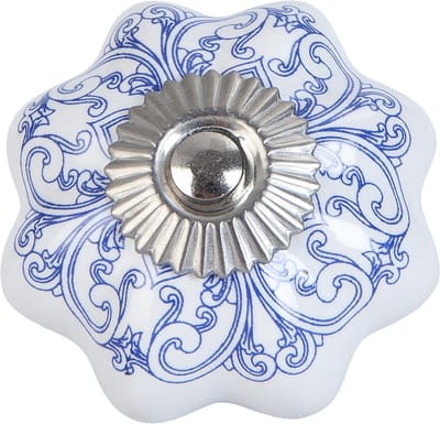 Clayre & Eef Deurknop Ø 4 cm Blauw Wit Keramiek