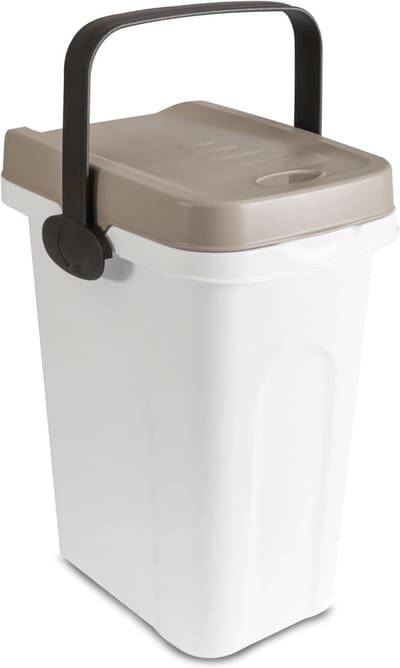 Afvalemmer met deksel - Vuilnisemmer hygiëneemmer - Biologisch afval luier - Geurdichte rubberen afdichting - 7 liter 23x19x30.5cm - Wit taupe