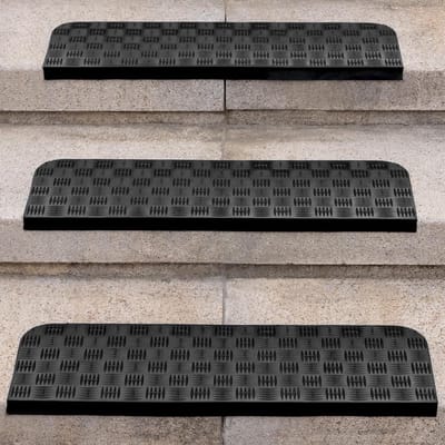 Set van 3 antislip rubberen traptreden - voor binnen en buiten - 65 x 25 cm