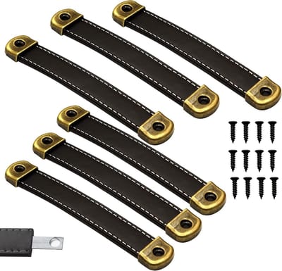 Leren Keukenhandgrepen 96mm - Set van 6 Stijlvolle Handgrepen voor Keukenkasten, Modern en Zwart