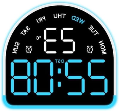LED Wekker - Nachtlamp Klok - Rustig Ontwaken - Instelbare Helderheid - 10.5 cm - Blauw