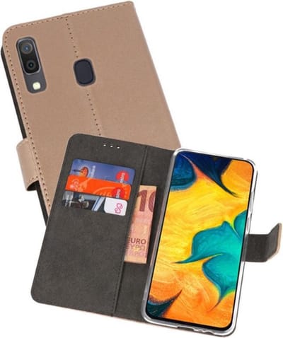 Booktype Telefoonhoesjes - Bookcase Hoesje - Wallet Case - Geschikt voor Samsung Galaxy A30 - Goud