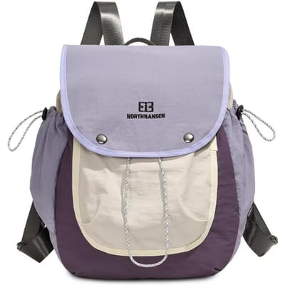 Lichtgewicht Nylon Rugzak met Trekkoord, Waterafstotende Casual Dagrugzak, Reisschoolrugzak met Meerdere Vakken voor Buiten Dagelijkse Woon-werkverkeer paars