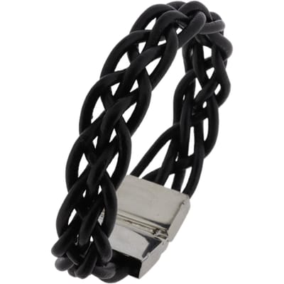 Behave – Armband – Zwart – Leren Heren – Gevlochten – Zilverkleurig Sluiting – Stoer