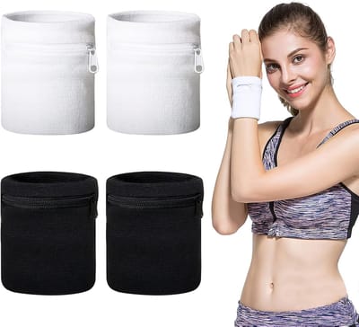 Thijox - Polstas met Ritssluiting 4 Stuks - Zweetband voor Dames en Heren - Sporttas met Sleuteltas - Ideaal voor Fitness, Wandelen, Reizen en Outdoor