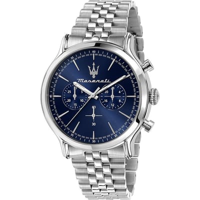 Maserati Epoca Bleu Argent Acier Inoxydable Chronographe à Quartz Homme R8873618024 bleu