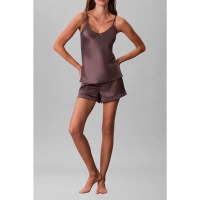 Calvin Klein Satin Cami W Piping Botanical Brown Taglia: S | Biancheria intima Outlet | Donna | Marrone