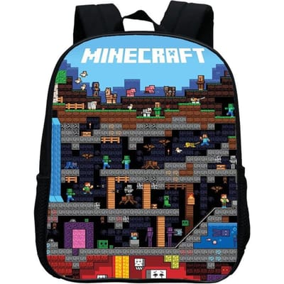 Sac d'école maternelle imprimé, Sac à dos dessin animé Minecraft 12 pouces, Léger et décontracté 12inch backpack