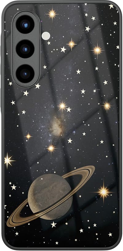 Hoesje geschikt voor Samsung Galaxy A56 - Space - Zwart - TPU luxe case (glossy toplaag) - Print - Hardcase backcover zwart