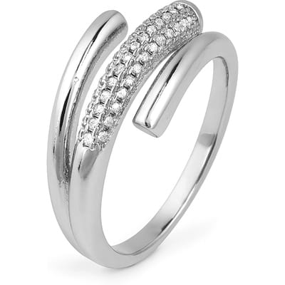 Luxenter Ring met schitterende zirkonia, afgewerkt met rhodium - Jedrac