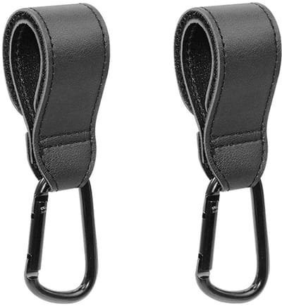 2 Stuks PU Lederen Wandelwagen Haken Zwart – Universele Buggy Clip voor Tasjes en Winkeltassen