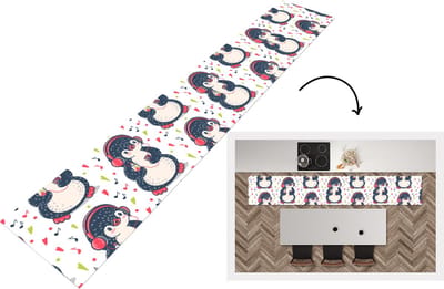 Keukenloper - Loper keuken - Pinguïn - Muziek - Koptelefoon - Kinderen - Patroon - 300x50 cm - Keukenloper vinyl