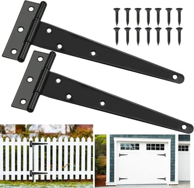 Set van 2 Zwarte Deurscharnieren voor Buiten, 300mm, Tuindeuren, Poorten, Roestvrij Staal, Tuinaccessoires, Poedergecoat, Duurzaam en Weerbestendig