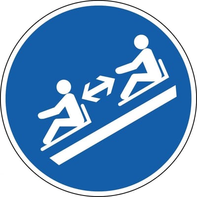 Afstand houden op slee bord - kunststof - M052 300 mm