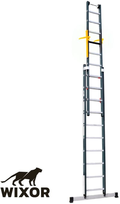 Wixor Professionele Ladder Advance 2x8 | Top Safe | Uitgeschoven lengte: 4,1m | Ingeschoven lengte: 2,44m | Gewicht: 12,9kg