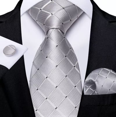 3-Delige Stropdasset-Zijde-Grijs-Blok - Charme Bijoux