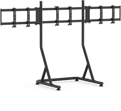 VDD Gaming - Triple Monitor Standaard / TV standaard voor Sim racing - Universeel - 24" t/m 32" - Vrijstaand - Verstelbaar - Vergrendelbaar - 185 x 110 x 63 cm - 17 kg - Zwart