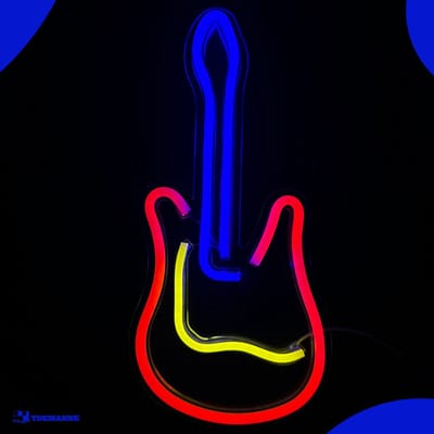 Neon Lamp - Gitaar - Dimbaar - Incl. Ophanghaakjes - Neon Sign - Neon Verlichting - Neon Led Lamp - Wandlamp