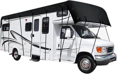Beschermhoes - Dakzeil - Caravan Beschermen - Waterdicht UV-werend - 295x118 inch - Zwart