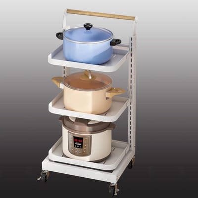Opslag Rek - Keuken Organizer - Ruimte Besparen - Verrijdbaar Ontwerp - 3 Lagen - Wit