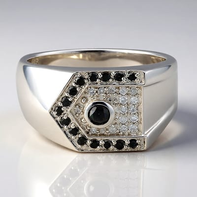 Cavill - Zilveren ring met zwarte diamant 0,1 ct en pavé witte en zwarte diamanten 0,5 ct - 925 sterling zilver - Moderne elegante dames ring