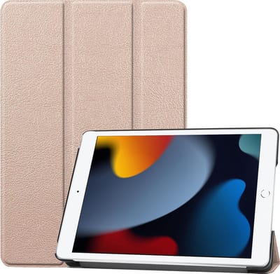 Hoesje - Geschikt voor Apple iPad 9 (2021) - 10.2 inch - 9e Generatie - Dun & Stevig - Hardcover Book Case - Trifold Bookcase Hoes - Hard Cover - Tablethoes - Goud