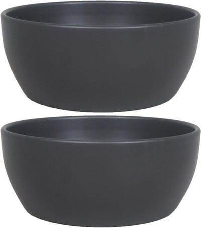 2x bloempot schaal in kleur mat antraciet grijs keramiek voor kamerplant h9.5 x d22.5 cm- plantenpotten binnen