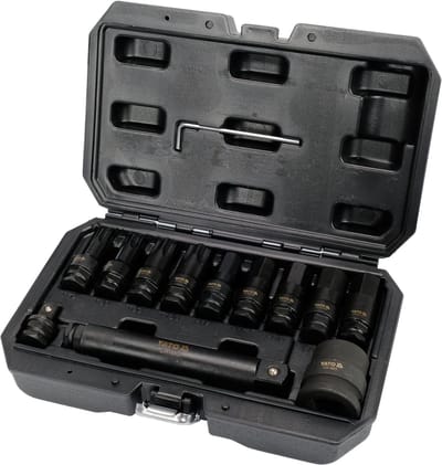 Professionele Krachtbitset / Slagvaste Doppenset - 12-delig - XXL Maten Torx & Hex - Hoogwaardig CrMo Staal - Voor Vrachtwagens, Landbouw- & Bouwmachines