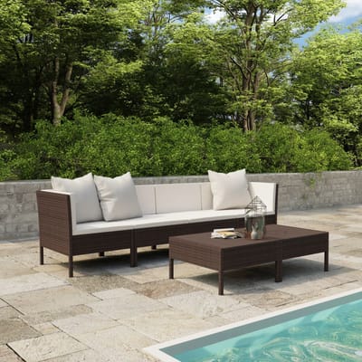 vidaXL - 6-delige - Loungeset - met - kussens - poly - rattan - bruin