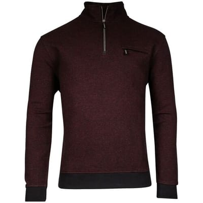 Baileys Trui Half Zip 2-Tone Jacquard Doubleface Interlock Sweat Deep Red / male