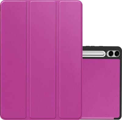 Hoes - Geschikt voor Samsung Galaxy Tab S9 FE Plus - Dun & Stevig - Trifold Bookcase - Hard Cover Case - Met Uitsparing Geschikt voor S Pen - Hardcover Book - Tablet Hoesje - Paars