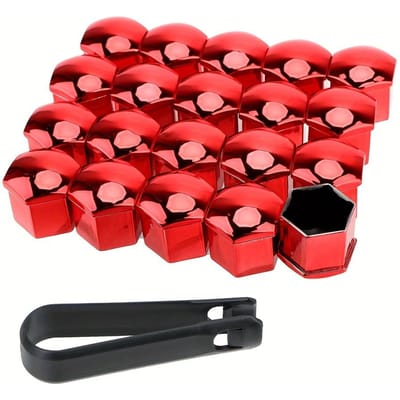 20 pièces Enjoliveurs de roue en plastique bleu vif, noir et rouge - Résistants à la rouille, solides et robustes Idéal pour la décoration de voiture et de camion, accessoires de camion 19mm