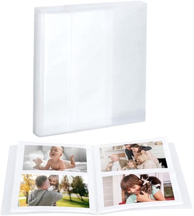 Insteekfotoalbum met 40 pagina's voor 80 foto's 10x15 cm, stofdichte hoes voor trouw- en babyfoto's, wit