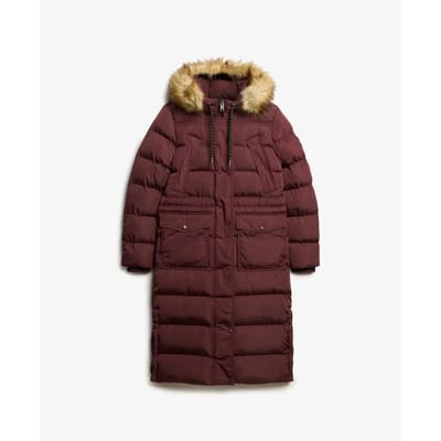 Superdry - Lange Everest jas met imitatiebont - Dames - Gewatteerde jassen