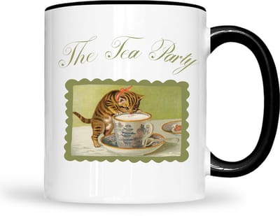 The Tea Party Groen Mok – Schattig Kittens– Dierenliefhebber – Moederdag cadeau – Cadeau voor moeder – Mokken en bekers – Cadeau voor vrouw – Valentijndag – Cadeau voor Hem of Haar – 325ml Koffiemok