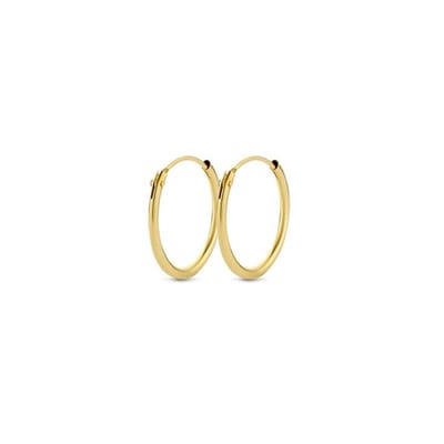 New bling 9NB-0560 Zilveren Oorringen - 16 mm - ronde buis - scharnier - Goudkleurig