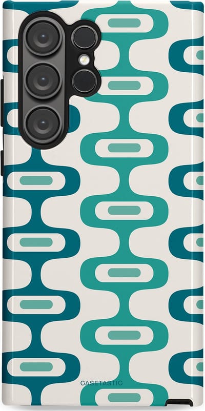 Casetastic hoesje geschikt voor Samsung Galaxy S23 Ultra - Dubbellaagse bescherming - Vormen vibe - Fashion Case - Wit Petrol Lichtgrijs Mintgroen