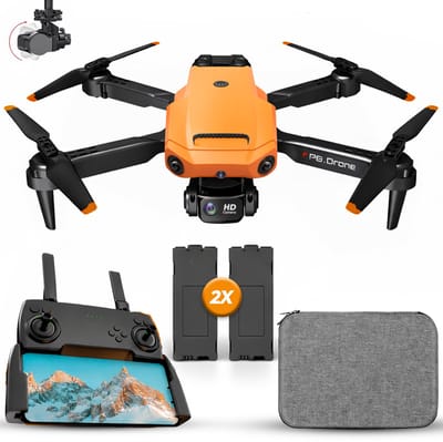 SefSay P8 Drone Oranje - Drone met dubbele camera - Obstakel ontwijking - Drones - drone voor kinderen - Drones met camera voor volwassenen - Inclusief opbergtas en 2 accu's