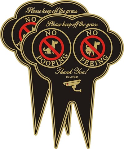 Large dog sign without peeing and pooping with poles, 12 x 15.6 x 0.1 inch, double-sided keep away from the grass garden sign, prevent dogs from pooping on your lawn board, easy assembly/non-fading