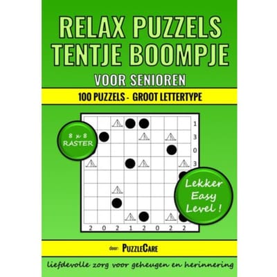 Tentje Boompje Relax Puzzels Voor Senioren 8x8 Raster - 100 Puzzels Groot Lettertype - Lekker - Puzzle Care